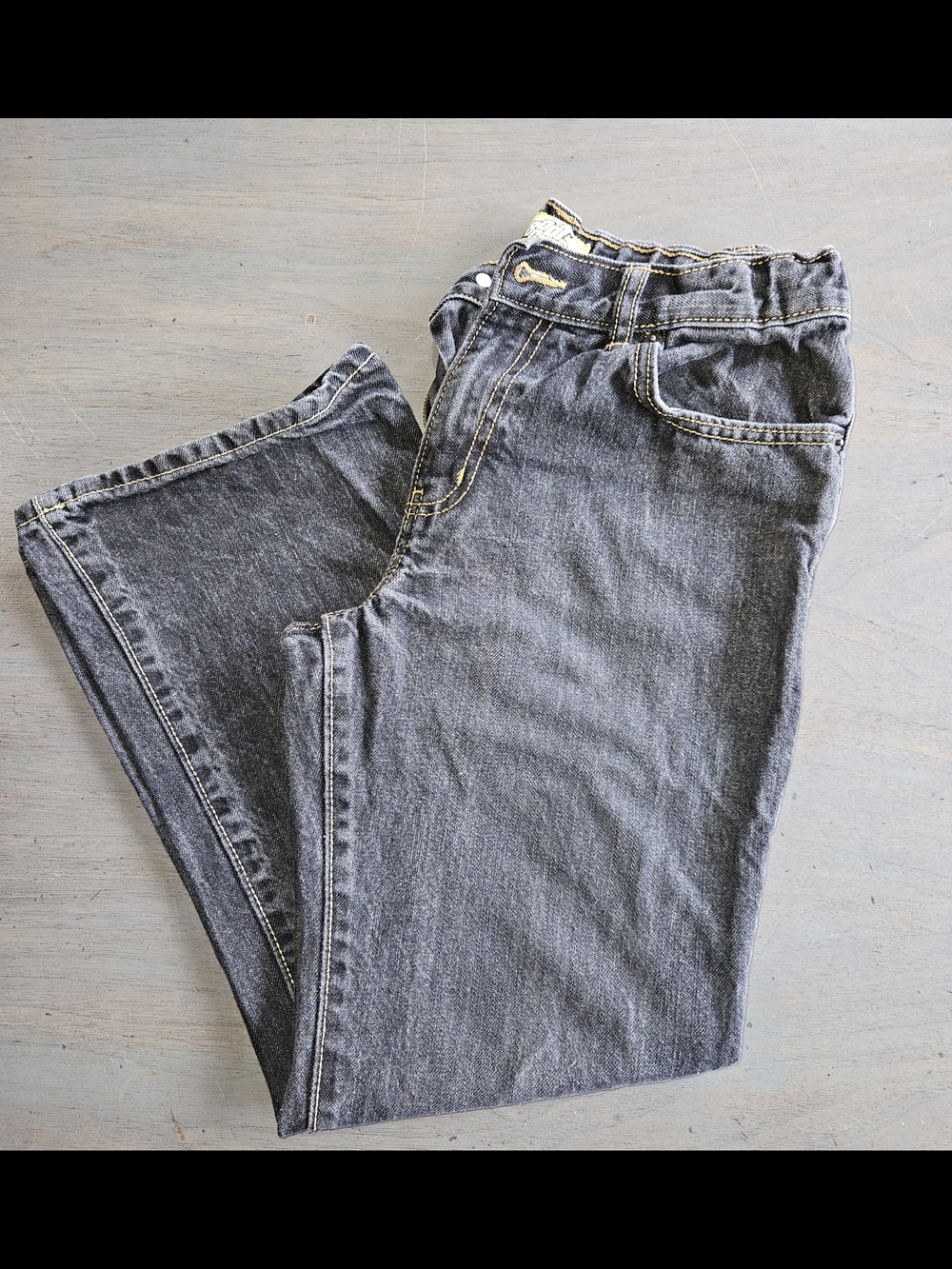 Old Navy Boys Boot Cut Dark Gray Adjustable Waist Jeans